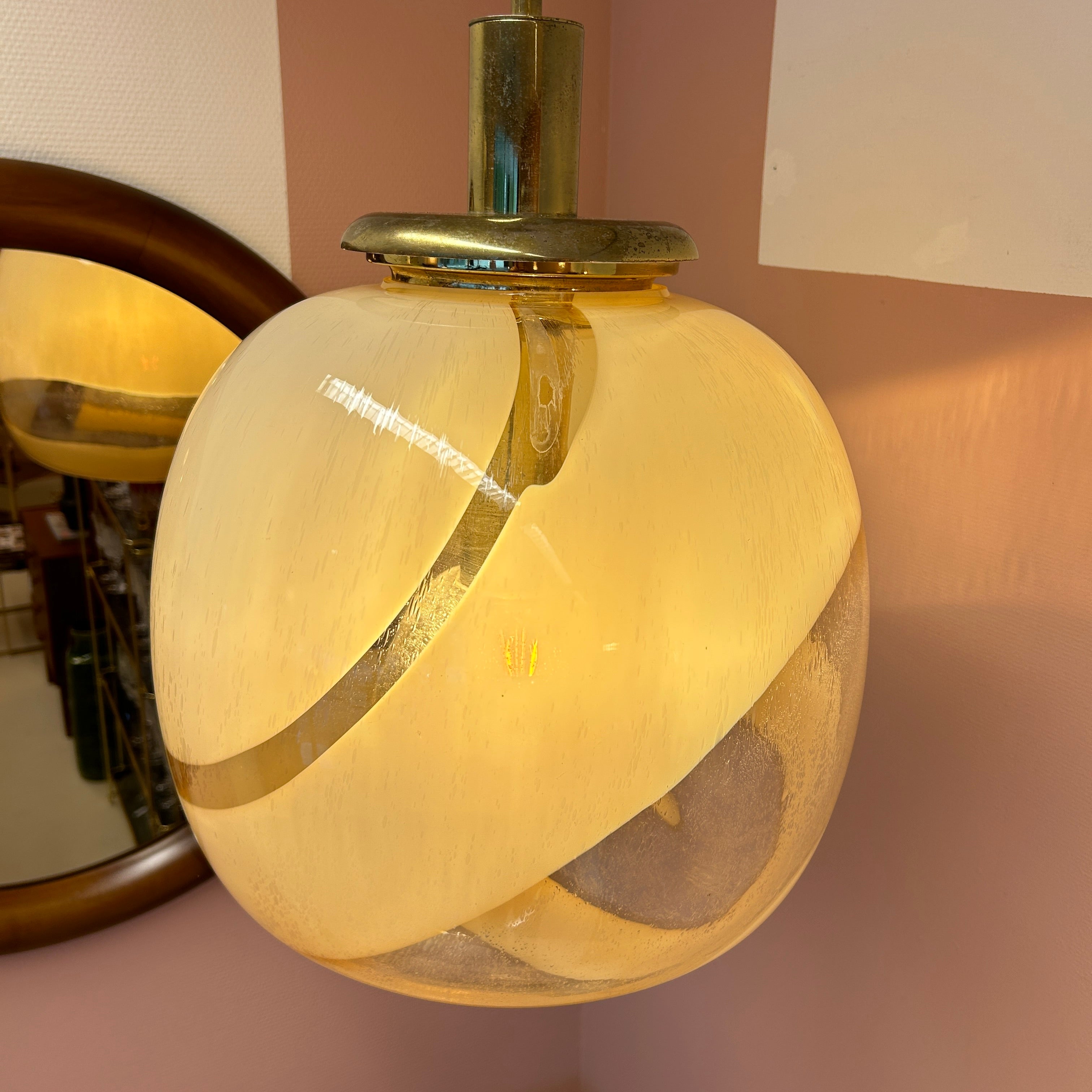 Italian Murano Glass Swirly Donut Hanging Light image 5