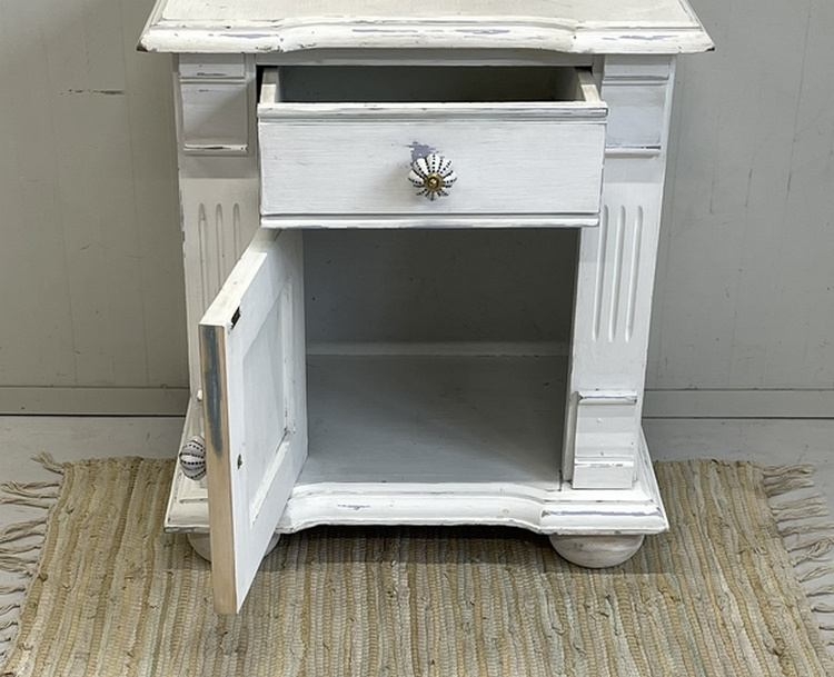 Shabby Brocante Kastje Wit Sleets Nachtkastje image 8