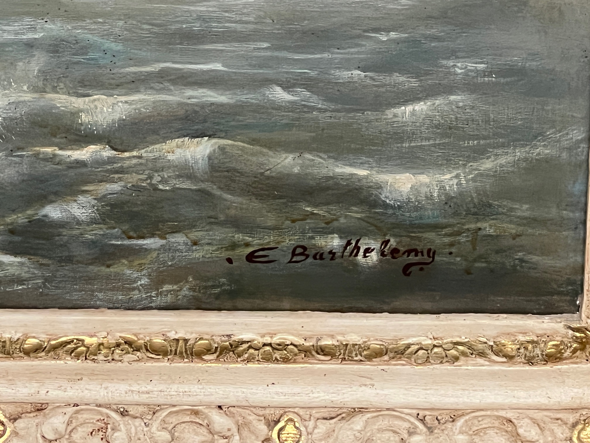 Schilderij - Groot Formaat Emilien Victor Barthélemy (1885-1964) "zeegezicht". image 5