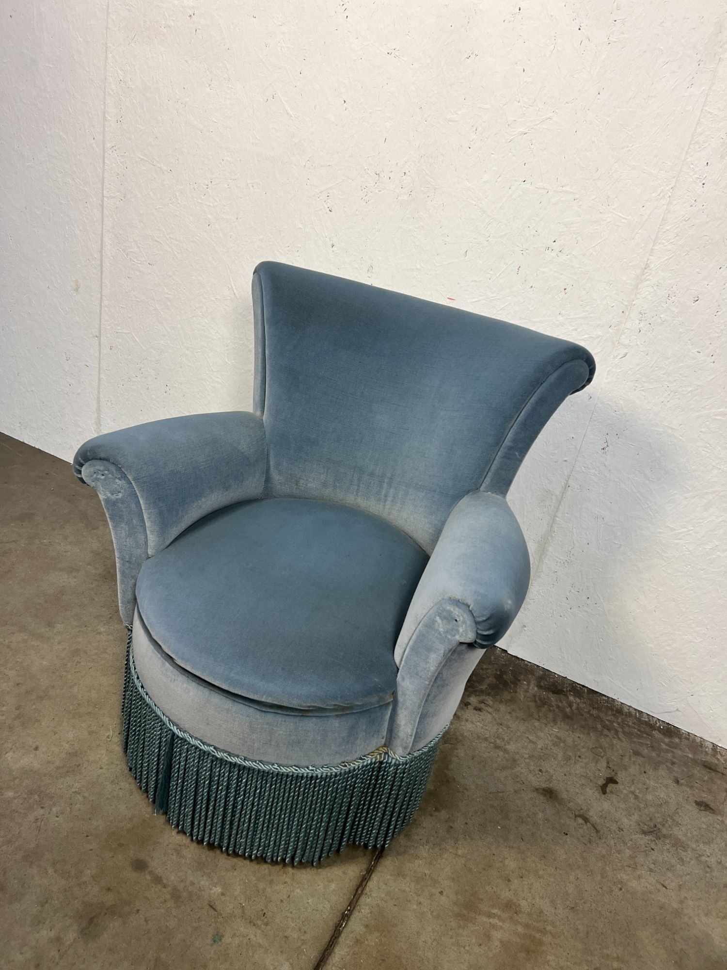 Vintage Cocktailstoel, Frankrijk 1960's, Blauw Velours image 3