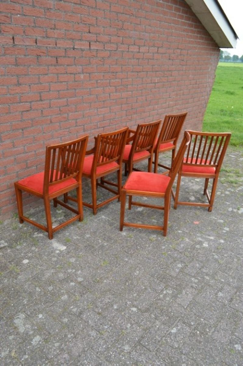 Schuitema Jugendstil Stoelen 6 Stuks Eiken Stoelen image 6