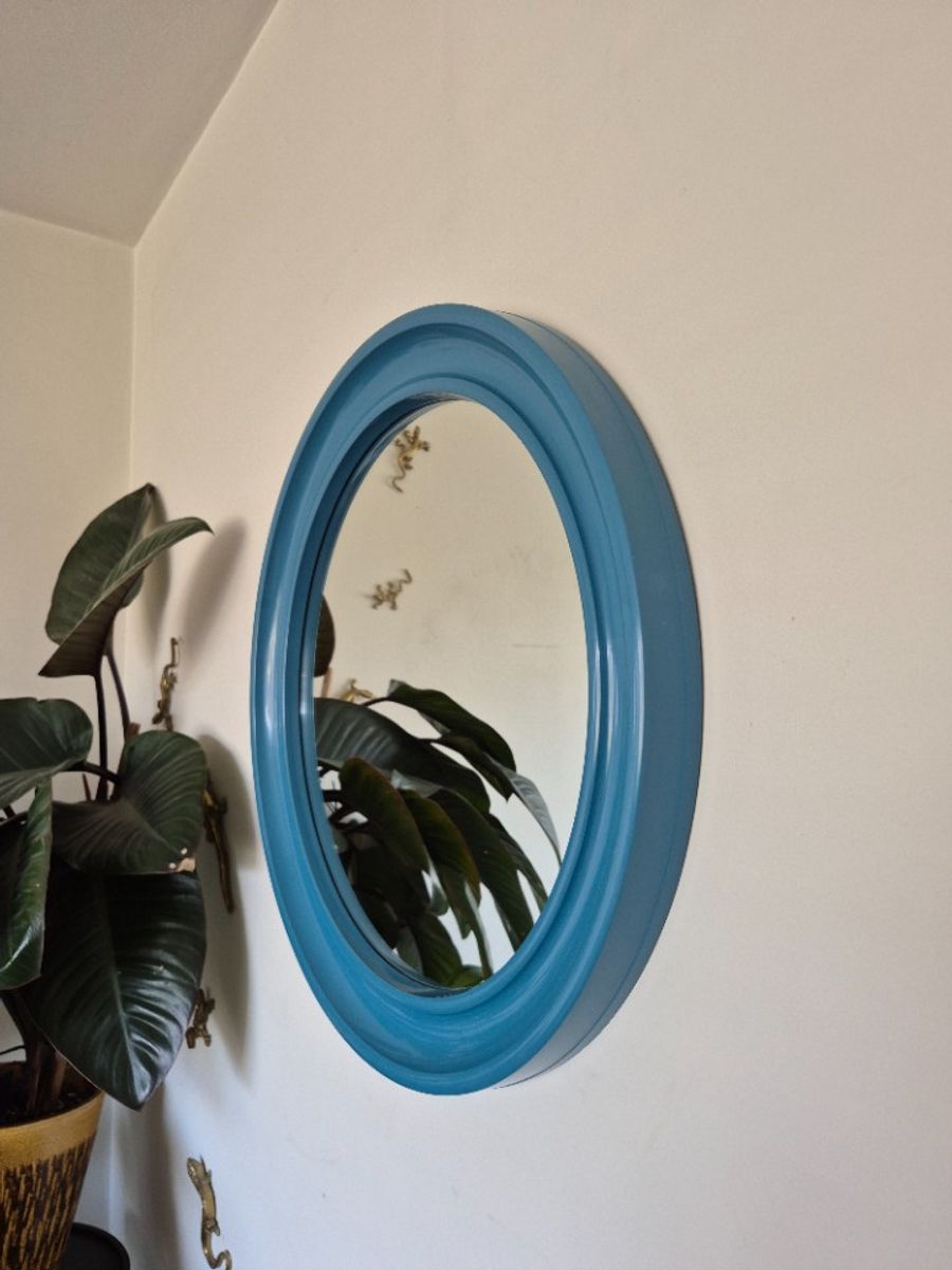 Carrara & Matta Spiegel. Vintage Xl Ronde Spiegel Blauw. image 8