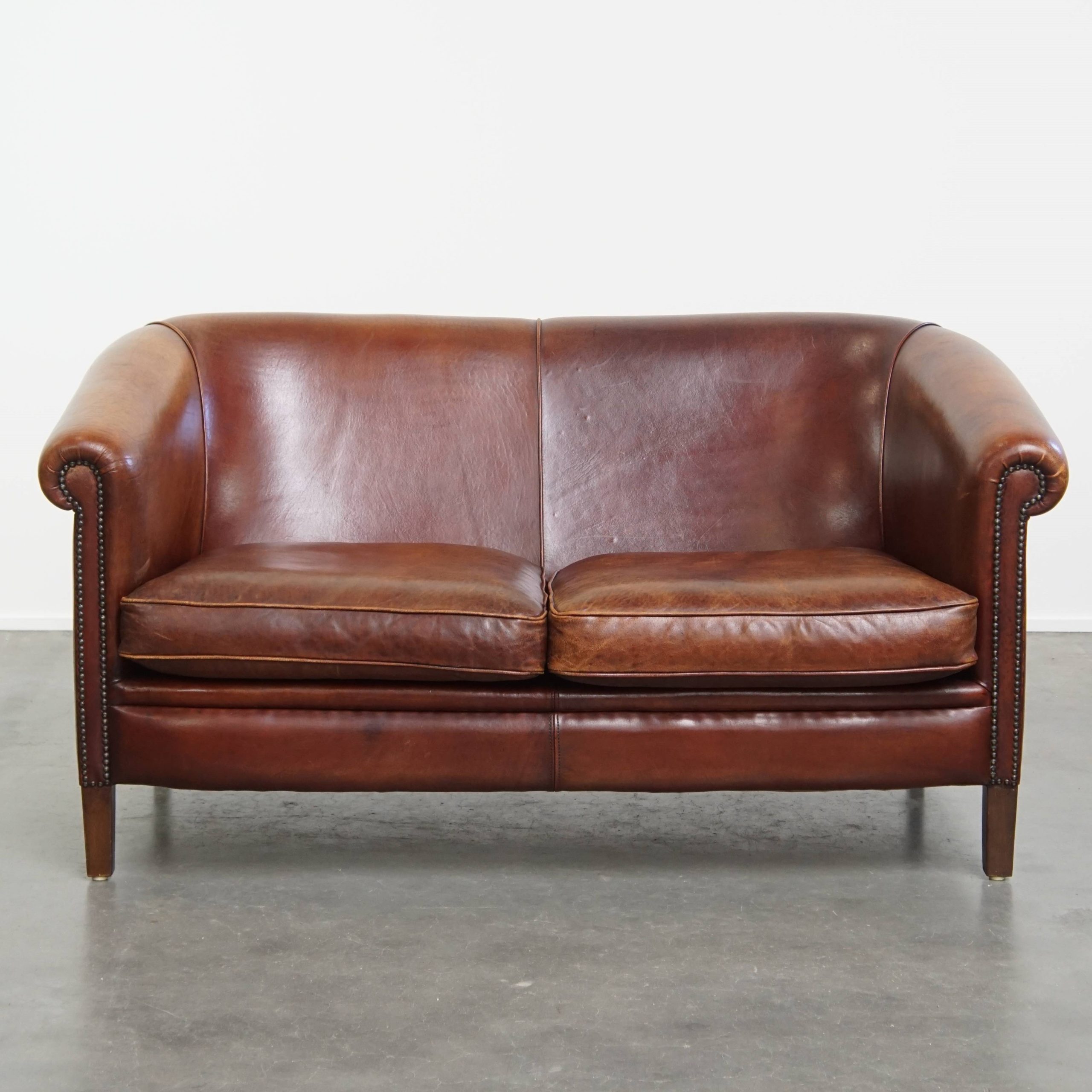Comfortabele En Luxe 2 Zits Clubbank Gemaakt Van Schapenleer image 2