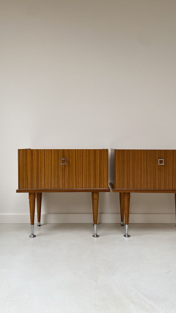 Vintage Set Teak Houten Nachtkastjes image 4