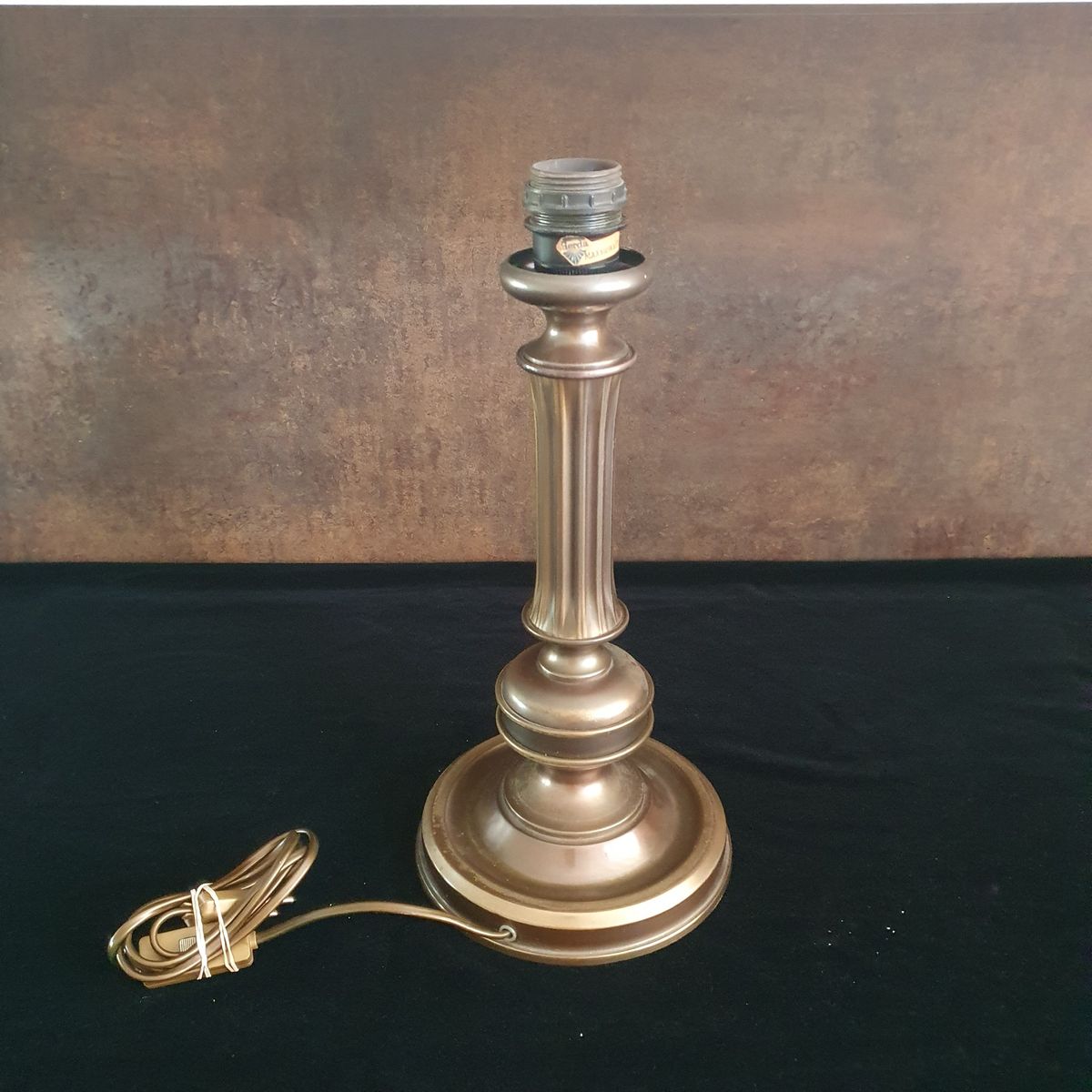Vintage - Tafellamp - Kastlamp - Messing - Stoffen Kap - Herda image 3