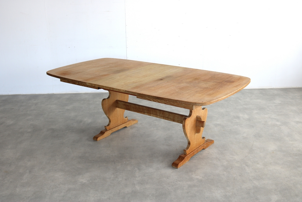 Brutalist Eettafel | Vintage Tafel | Eiken | Verlengbaar (2) image 12