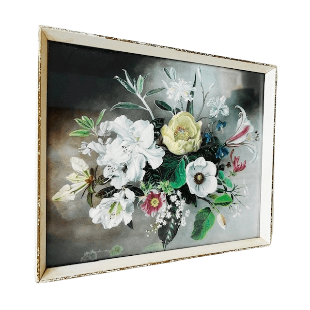 Vintage Lijstje Met Bloemen Lithografie 1950’s image 3