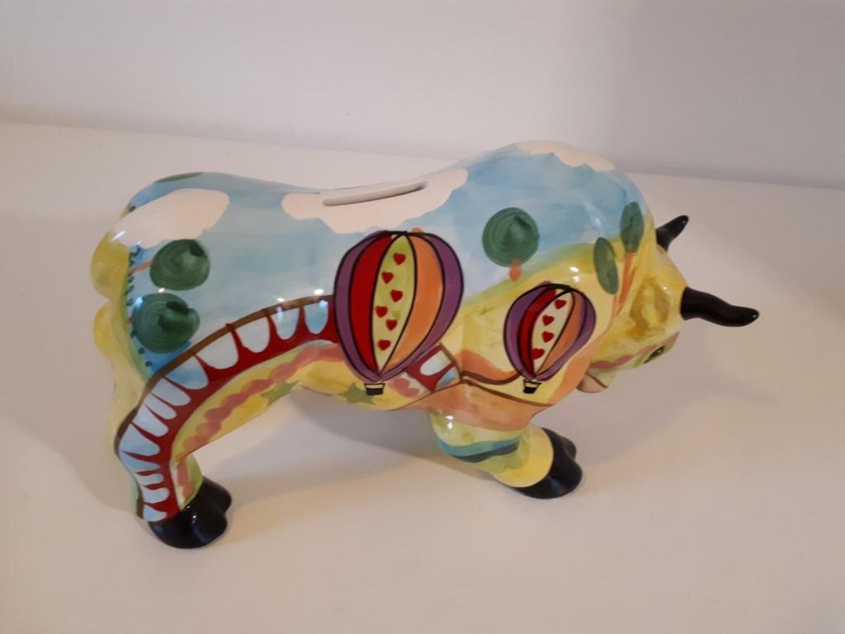 * Porselein Stier Cowparade Stijl Retro Spaarpot image 7