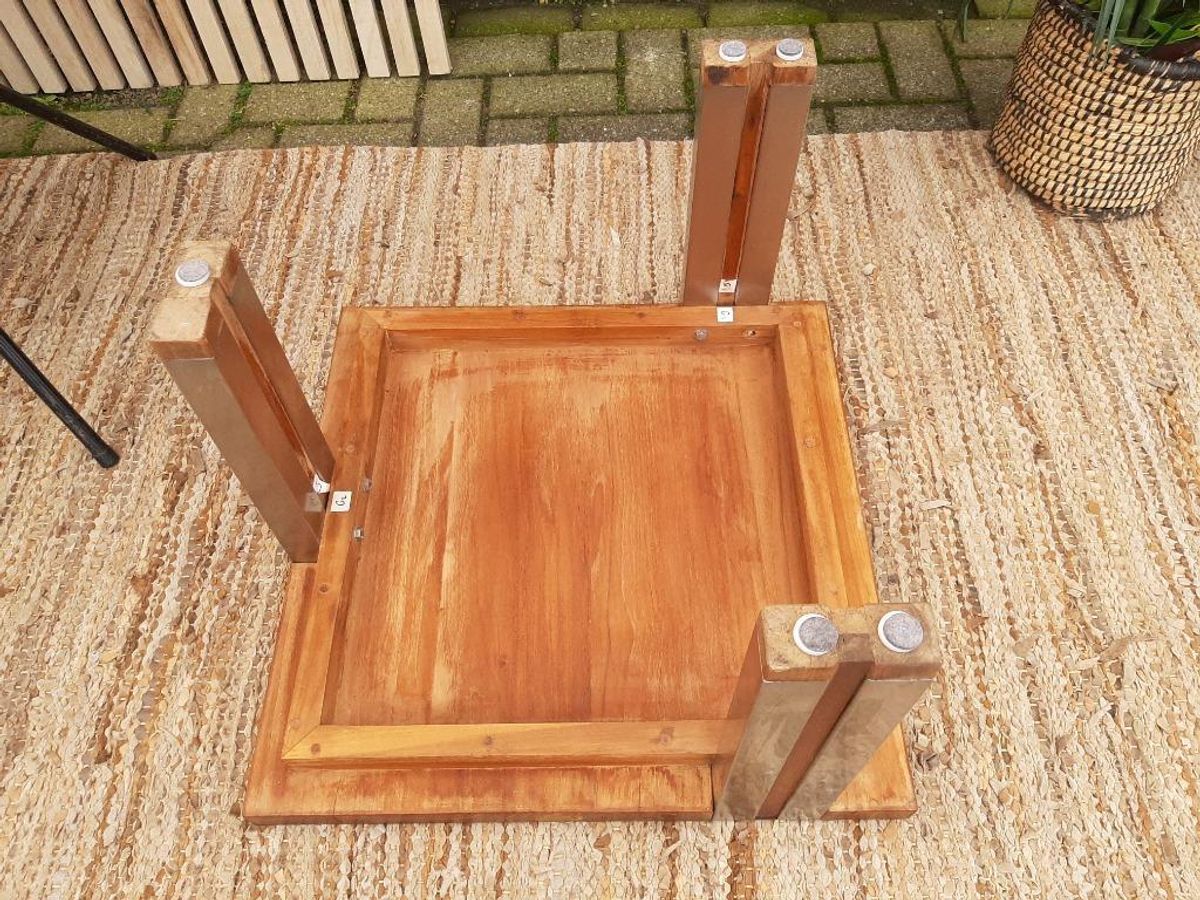 Teakhouten Bijzettafel 60 X 60 Plantentafel Salontafel image 11