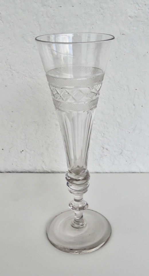 Champgneflutes Vroeg 19E Eeuw - Geslepen - Met Knoop  - Gaaf image 6