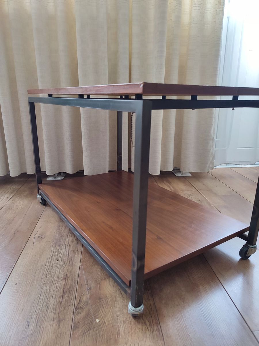 Vintage Bijzet Tafel Trolley Op Wielen Tafeltje Audio Tv image 5