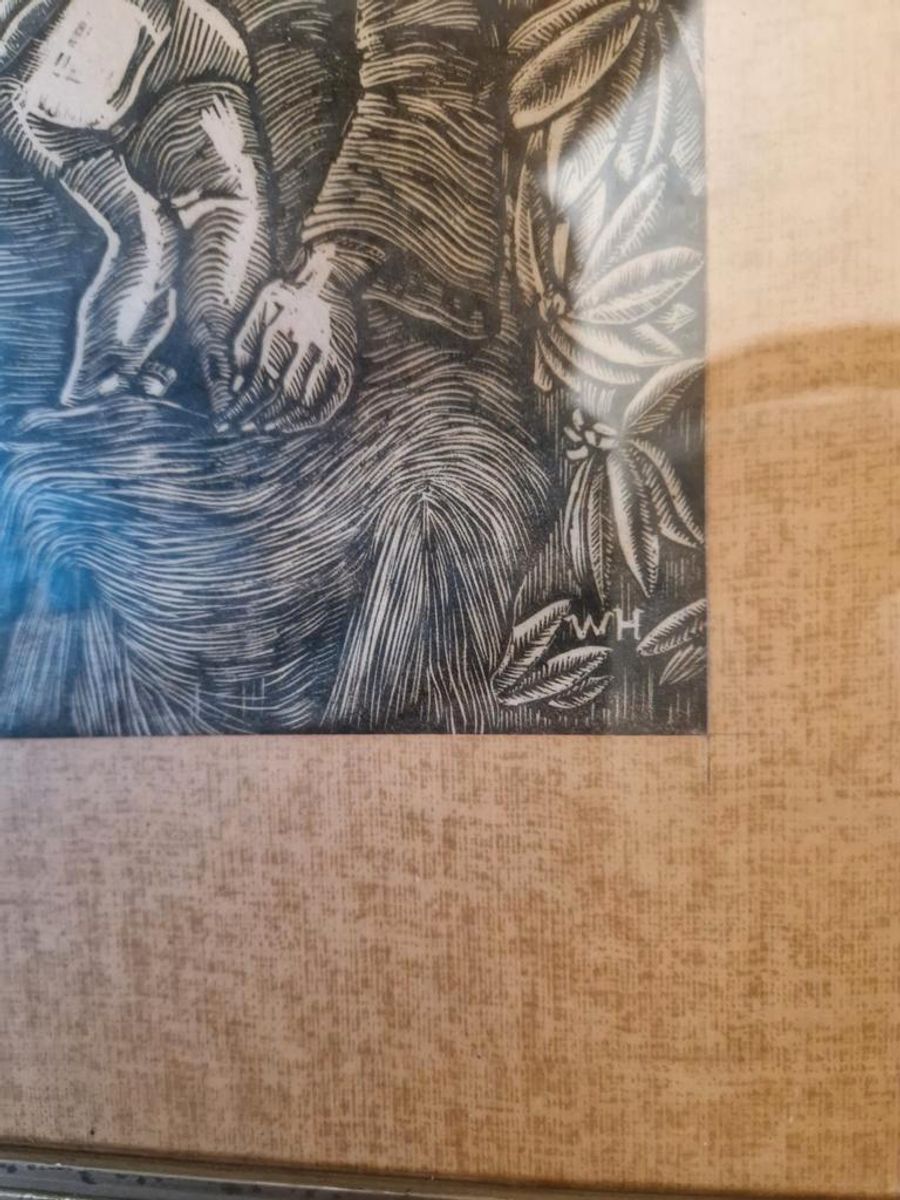 Linoleum Snede Wh Maria En Jezus image 2