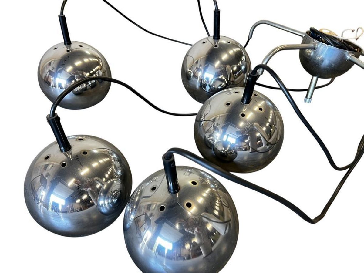 Vintage Chromen Cascade Luster / Hanglamp Met 5 Bollen image 3