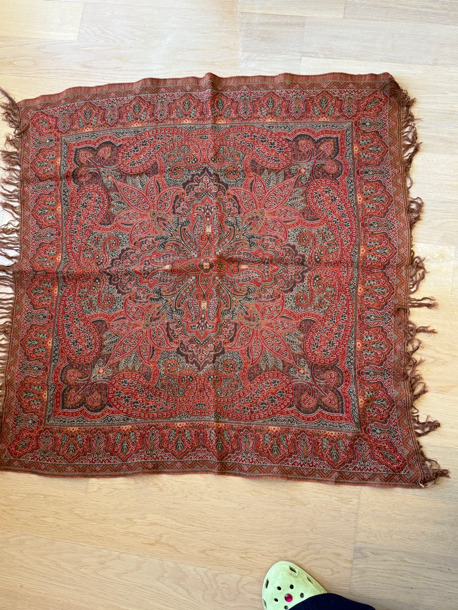 Vintage Antieke Rode Paisley Doek image 6