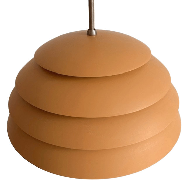 Mid-century Deens Design Schijven Hanglamp Okergeel Mat 1960’s image 6