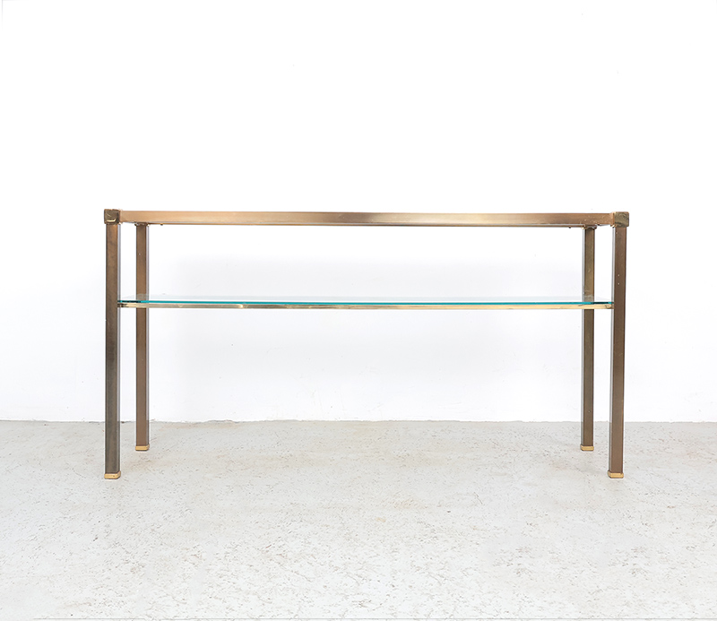 Messing En Glas Consoletafel, 1970s image 8
