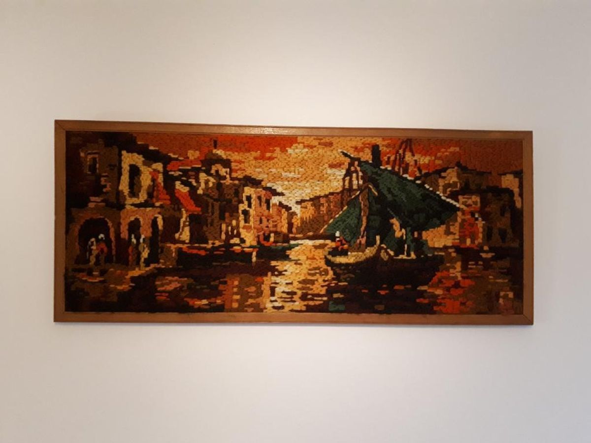 * Jaren 60 Wollen Vintage Schilderij Kunst Werkje Vintage image 3