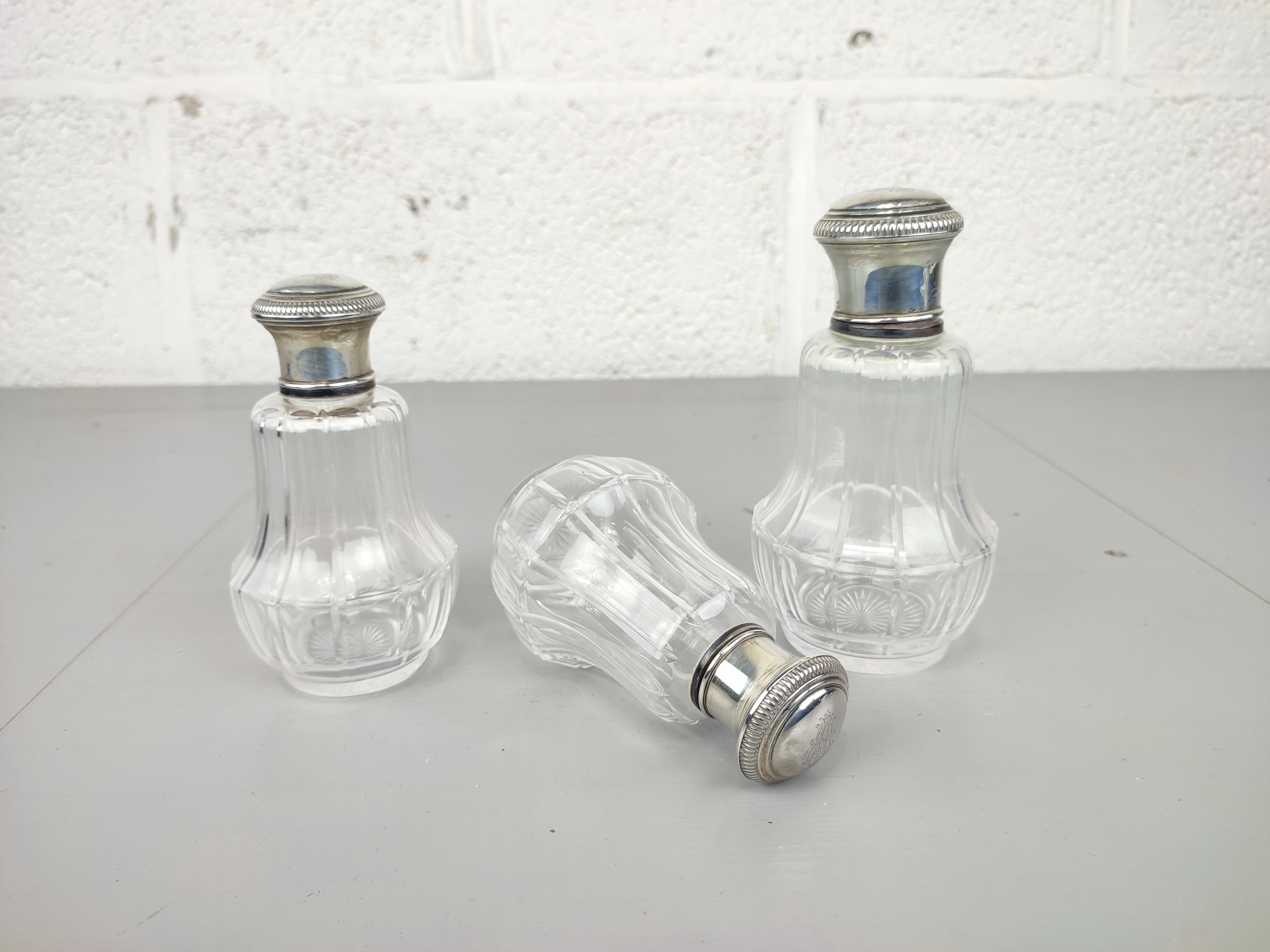 Antieke Parfumset Glas & Zilver image 5