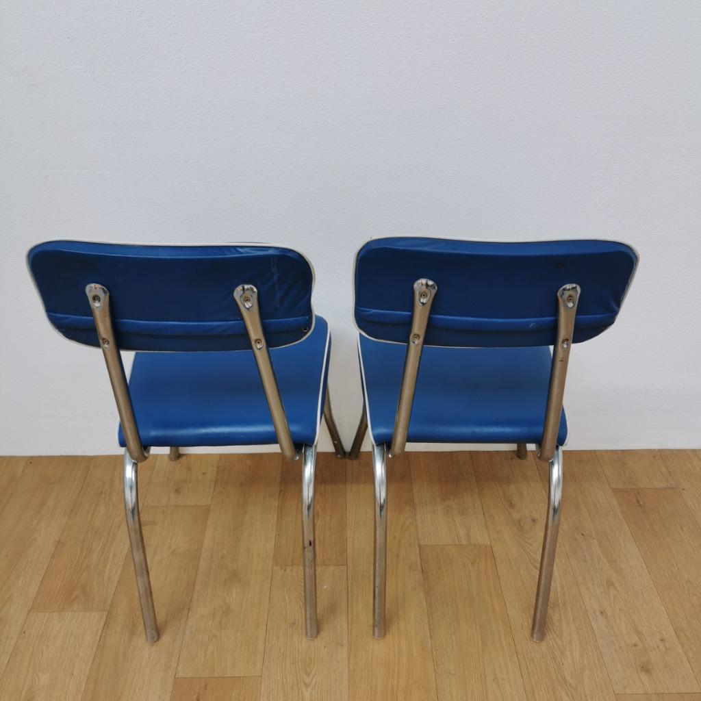 Vintage Mid Century Chroom En Skai Buizen Stoelen image 15