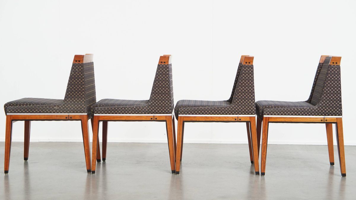 Prachtige Set Van 4 Niet Veel Voorkomende Art Deco Design Eetkamerstoelen Van Schuitema image 5