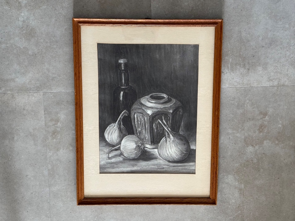 Vintage Ingelijst Tekening Chinese Gemberpot Met Uien - Art Deco image 2