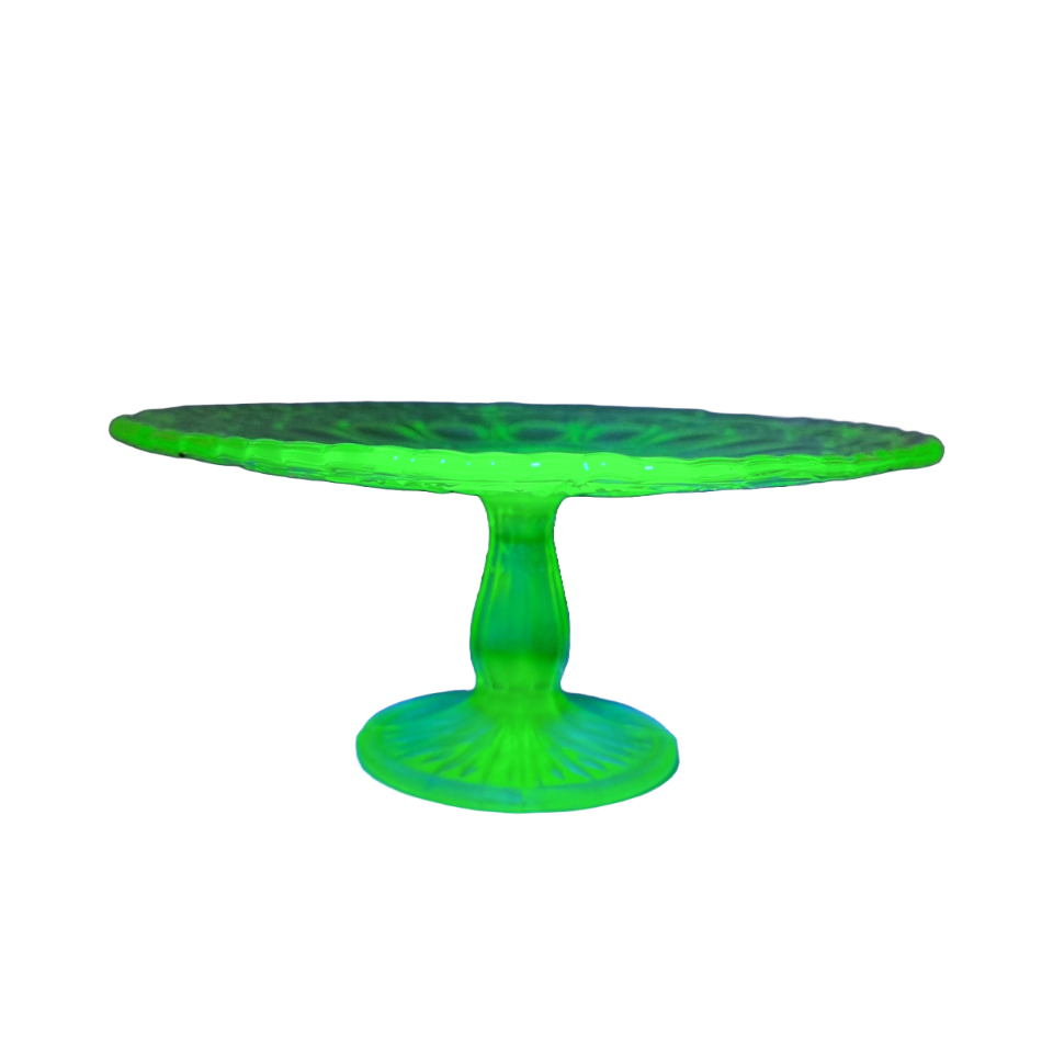 Unieke En Zeldzame Taartschaal Van Uranium Glas image 5