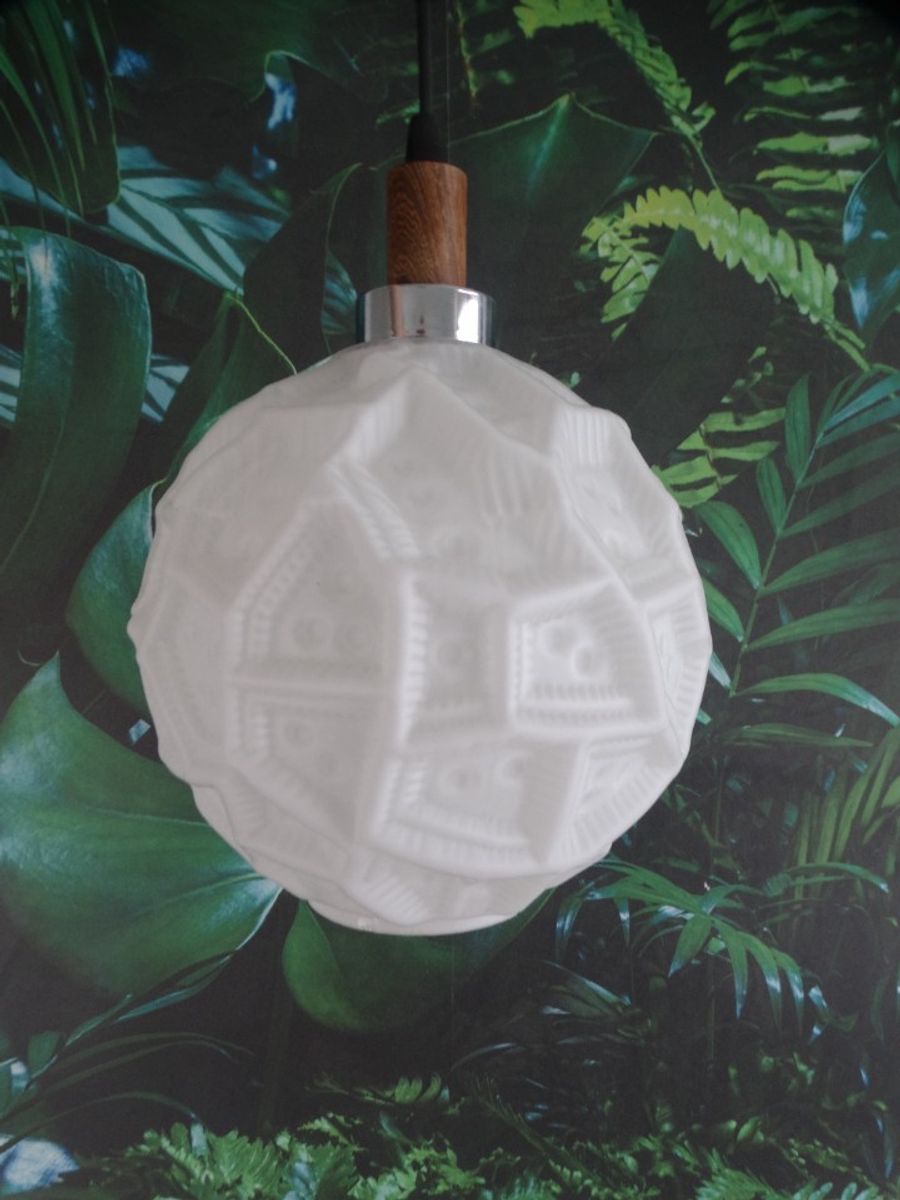 Melkglas Hnglamp Met Reliëfpatroon image 8