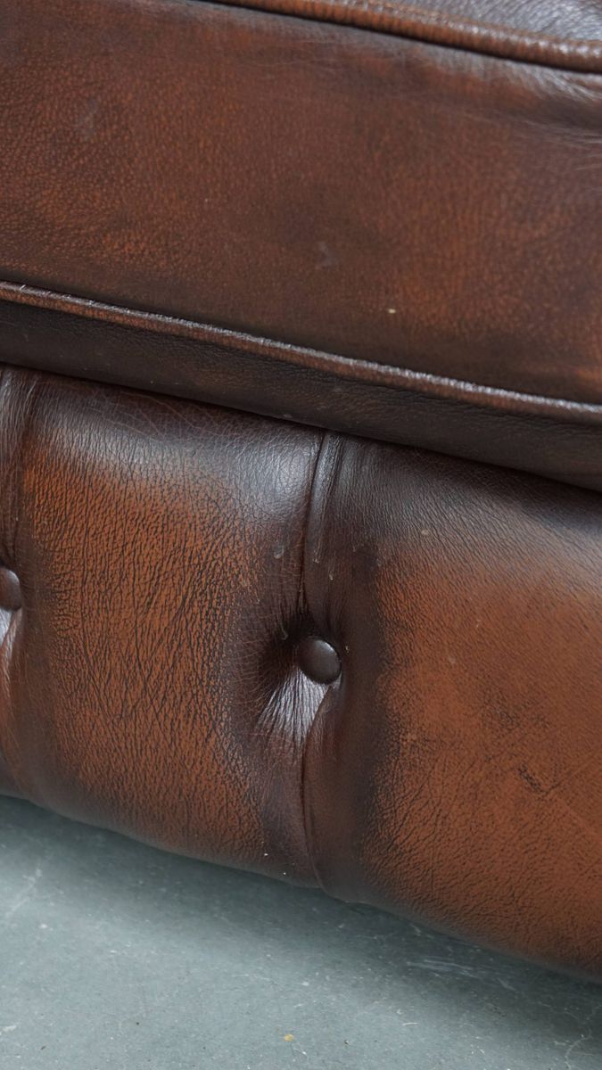 Luxe En Imposante In Goede Staat Verkerende Rundleren Chesterfield Clubfauteuil In Engelse Stijl image 10
