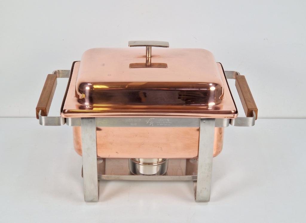 Vintage Spring Swiss Rechaud Koper Rvs Chafing Dish Compleet image 15