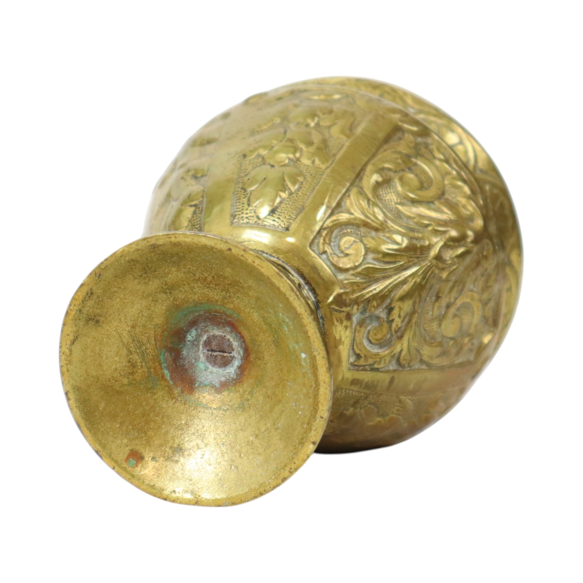 Oude Messing Beker Met Deksel Mythisch Figuur 14cm image 15