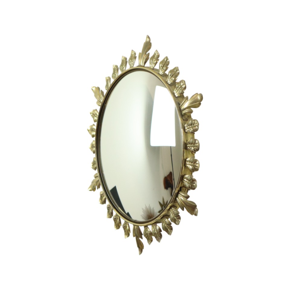 Vintage Metalen Zonnespiegel Convex Goud Deknudt Jaren 70 image 7