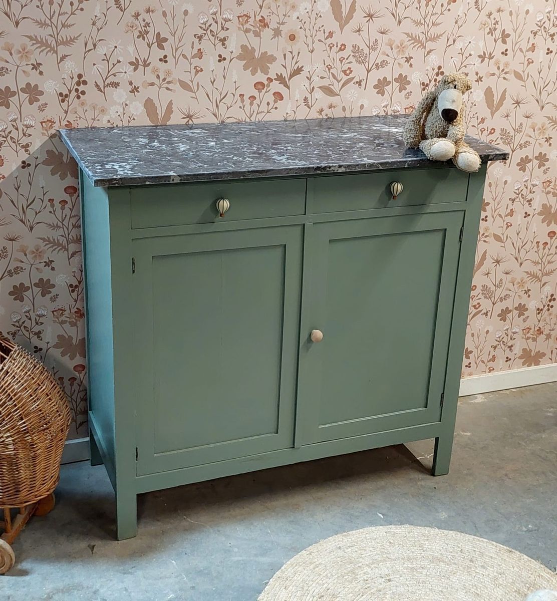Vintage Groene Commode Met Marmeren Blad ‘eden’ image 8