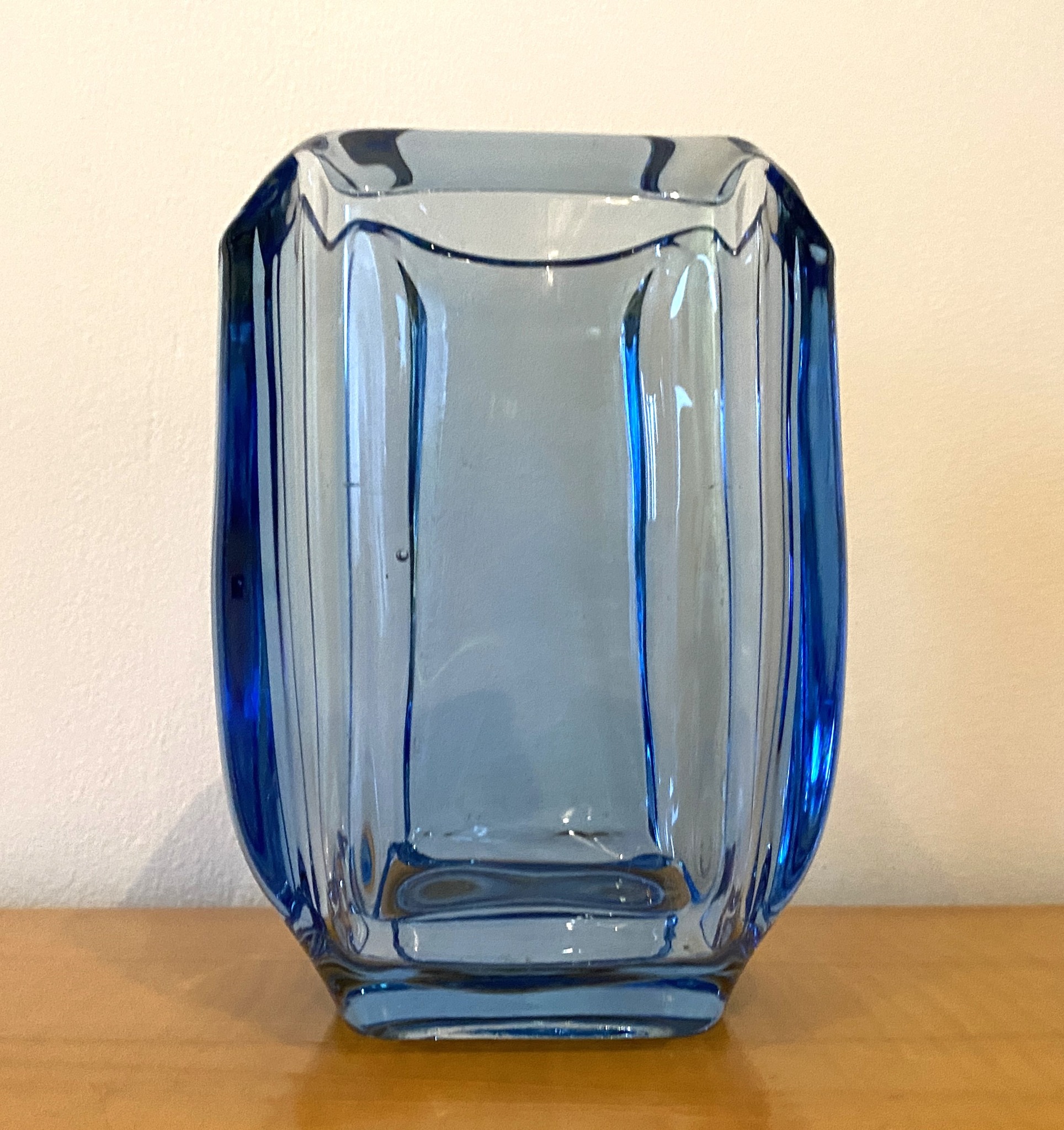 Uranium Glass Vase Blue 1970s image 2