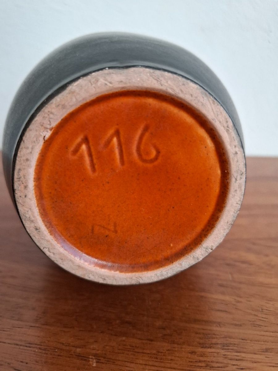 Vintage West Germany Vaas Oranje, Zwart image 4