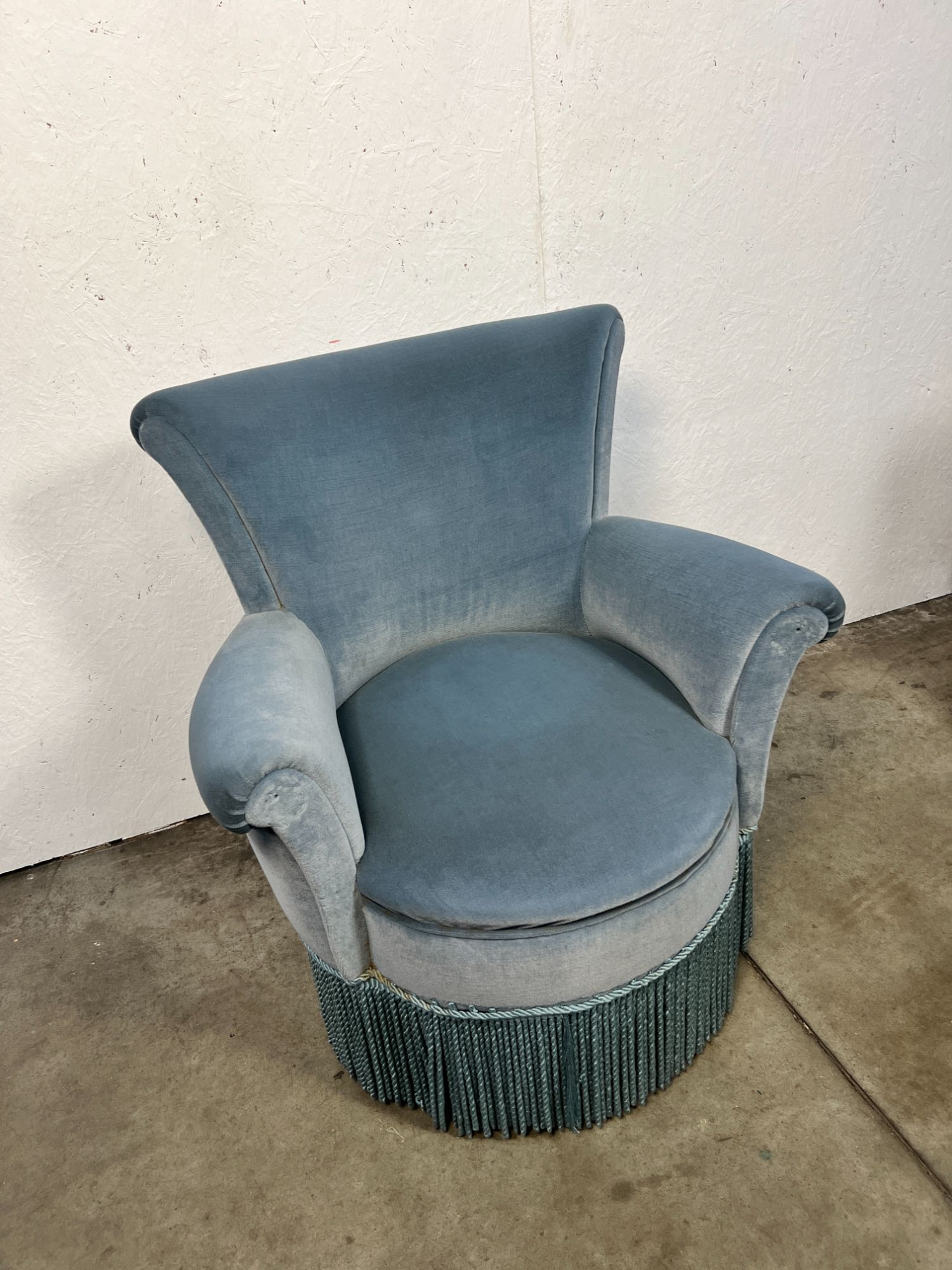 Vintage Cocktailstoel, Frankrijk 1960's, Blauw Velours image 4