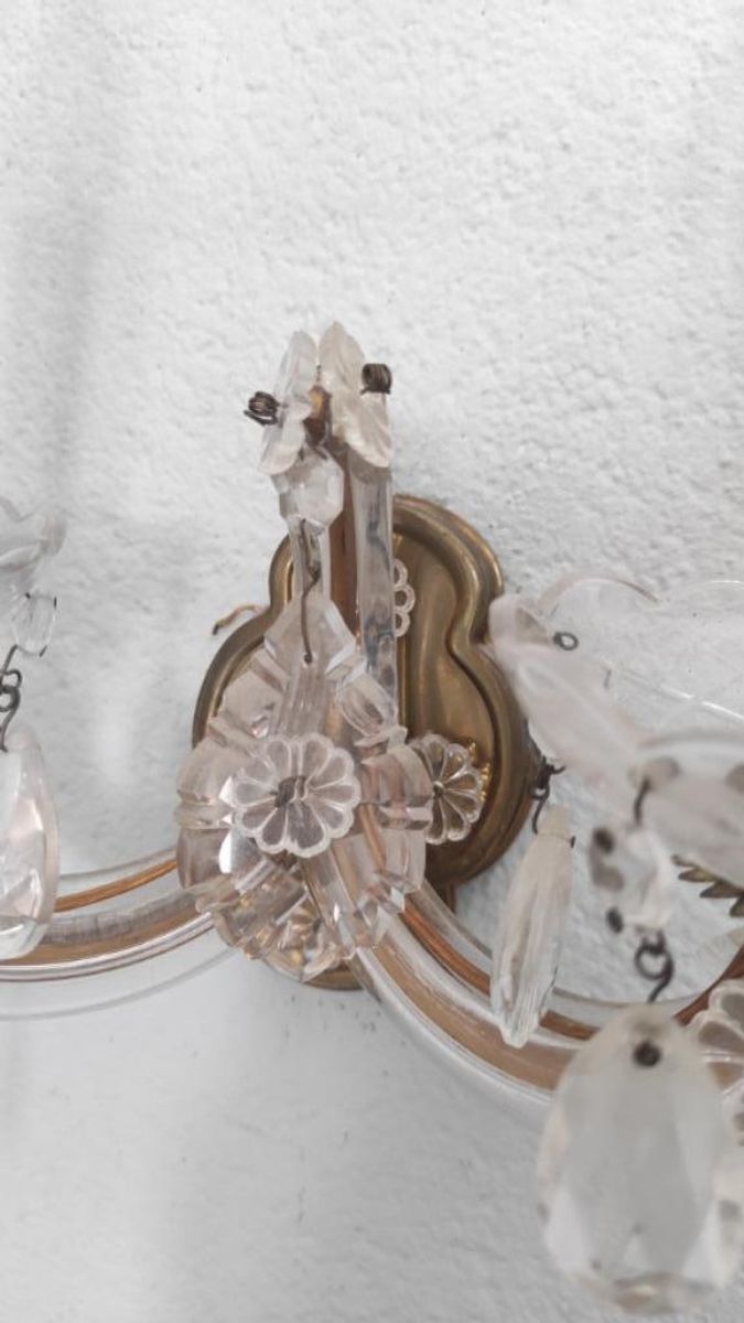 Vintage Brocante Wandlamp Met Glazen Pegels image 4
