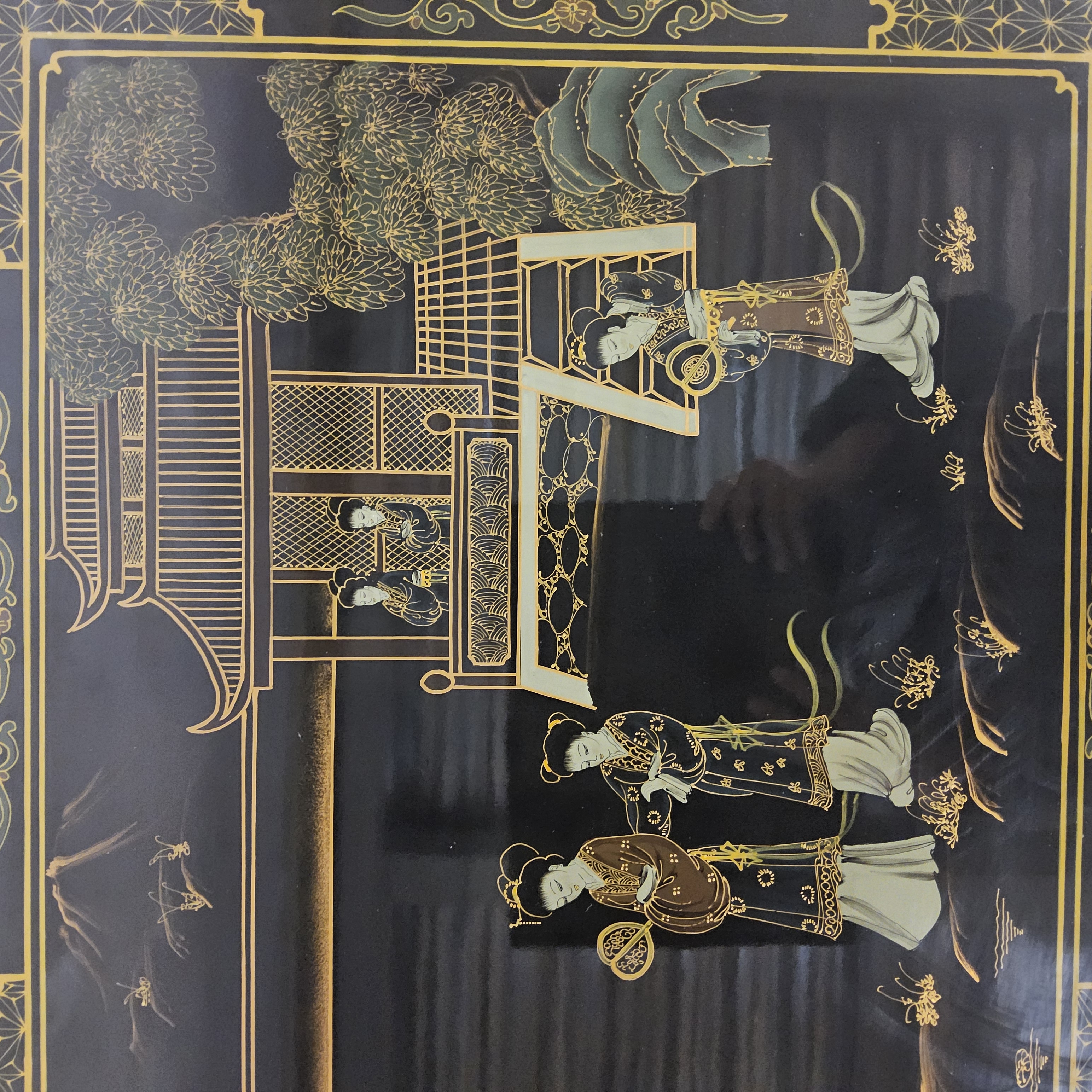 Vintage Chinese Salontafel / Oosterse Koffietafel (lakmeubel) Chinoiserie /traditioneel Tafereel image 4