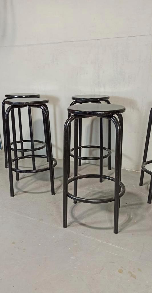 5 X Vintage Barkruk, Zwart, P/p/s image 8