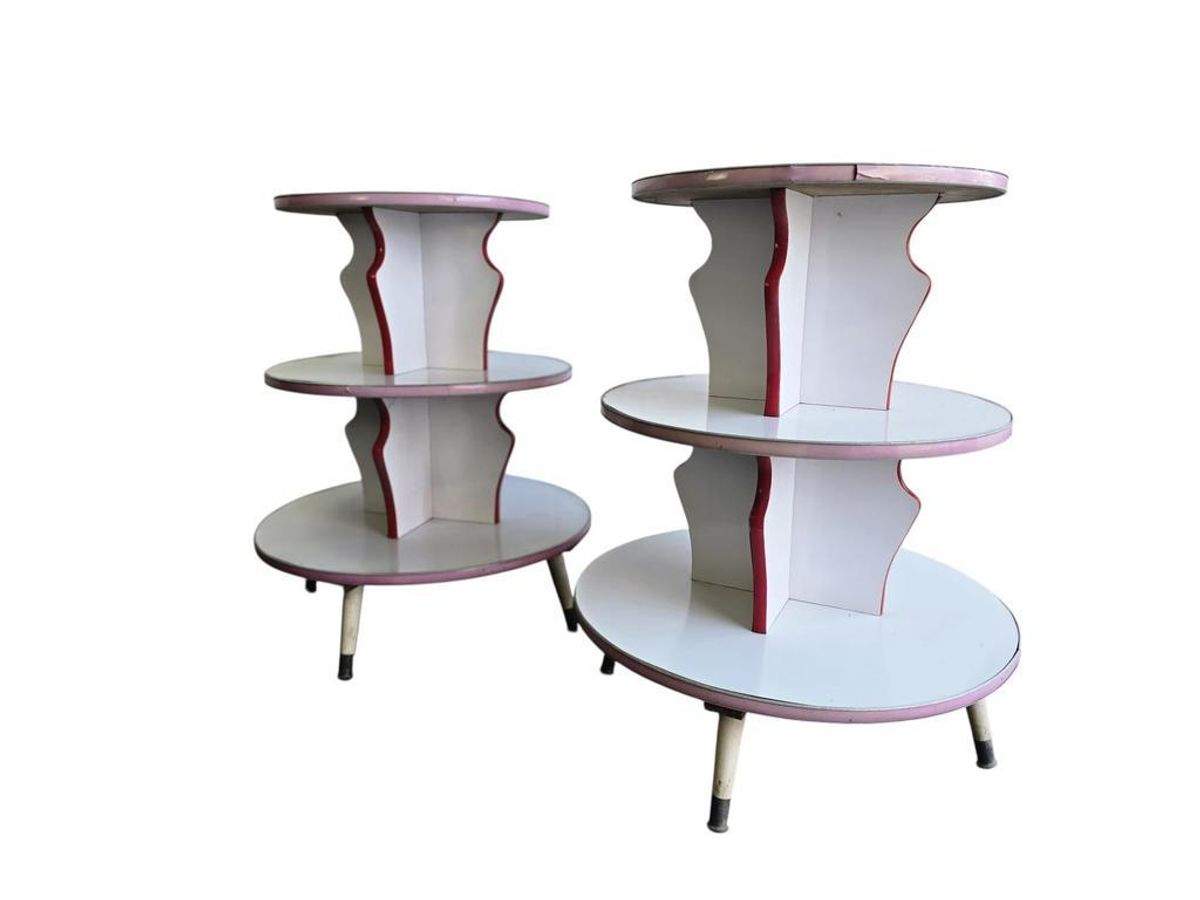 Vintage Ronde Etagere / Winkelrek / Vitrine image 2