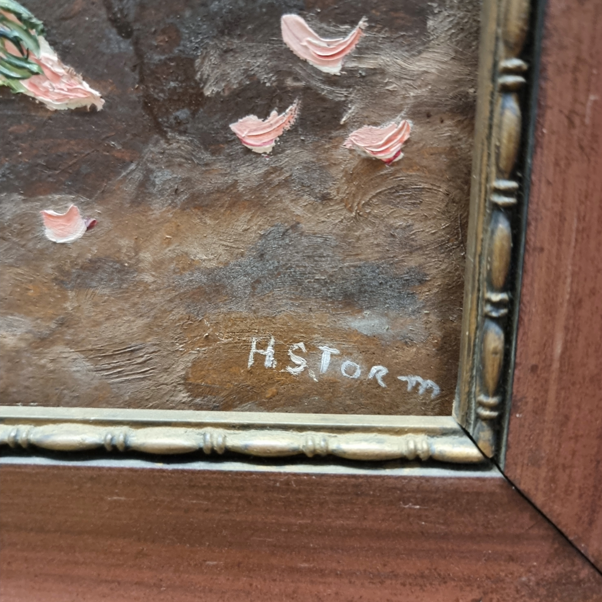 Vintage Olieverf Schilderij Bloemen H. Storm image 4