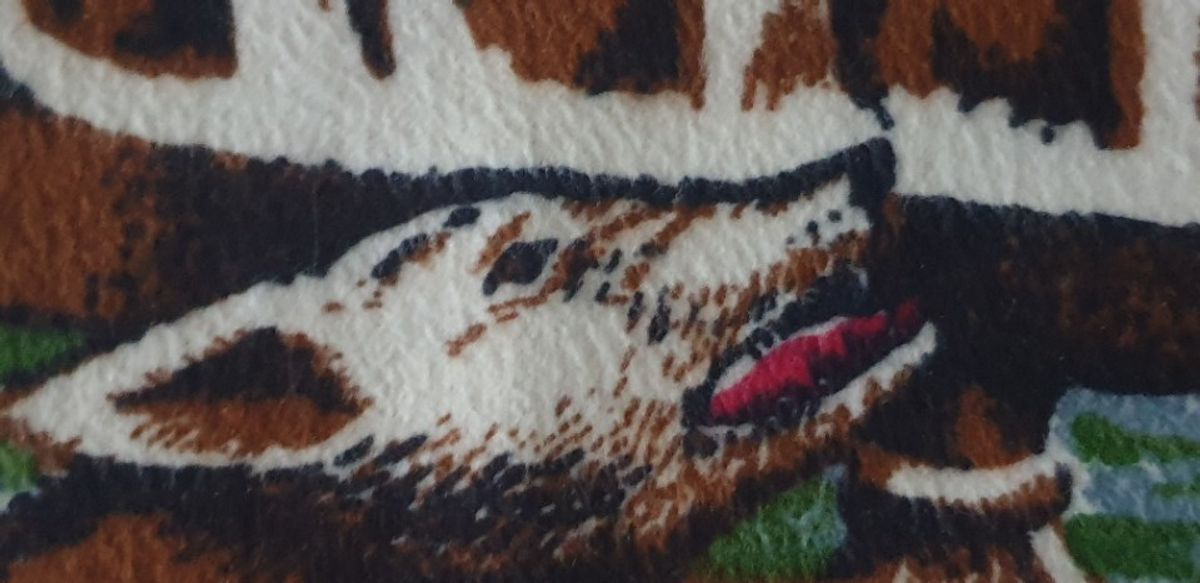 Groot Mid Century Pluche / Velvet Wandkleed Wolven Jacht image 5