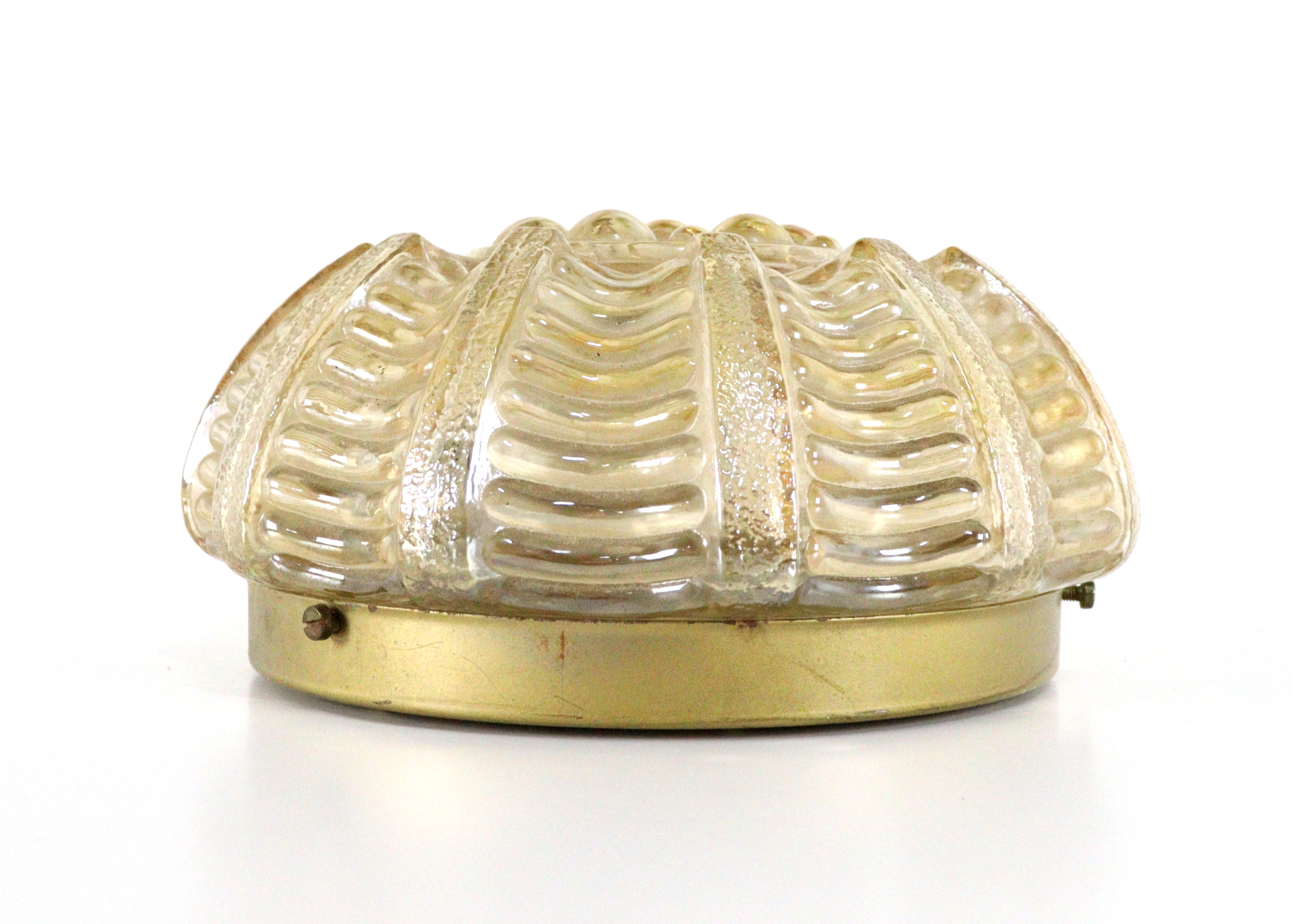 Amberkleurige Plafondlamp Plafonnière Vintage Lamp image 2