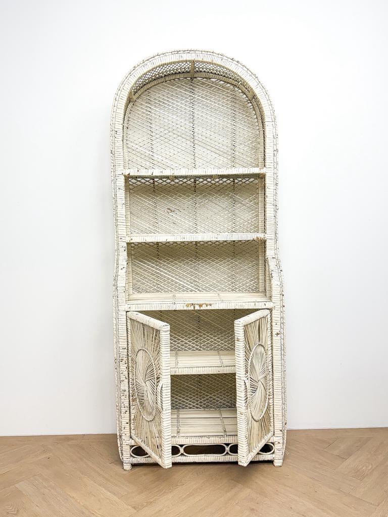 Vintage Wit Rotan Rieten Bohemian Kast Boogkast Bali image 7