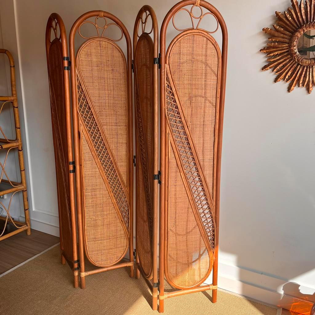 Rotan Bamboe Kamerscherm Vintage image 7