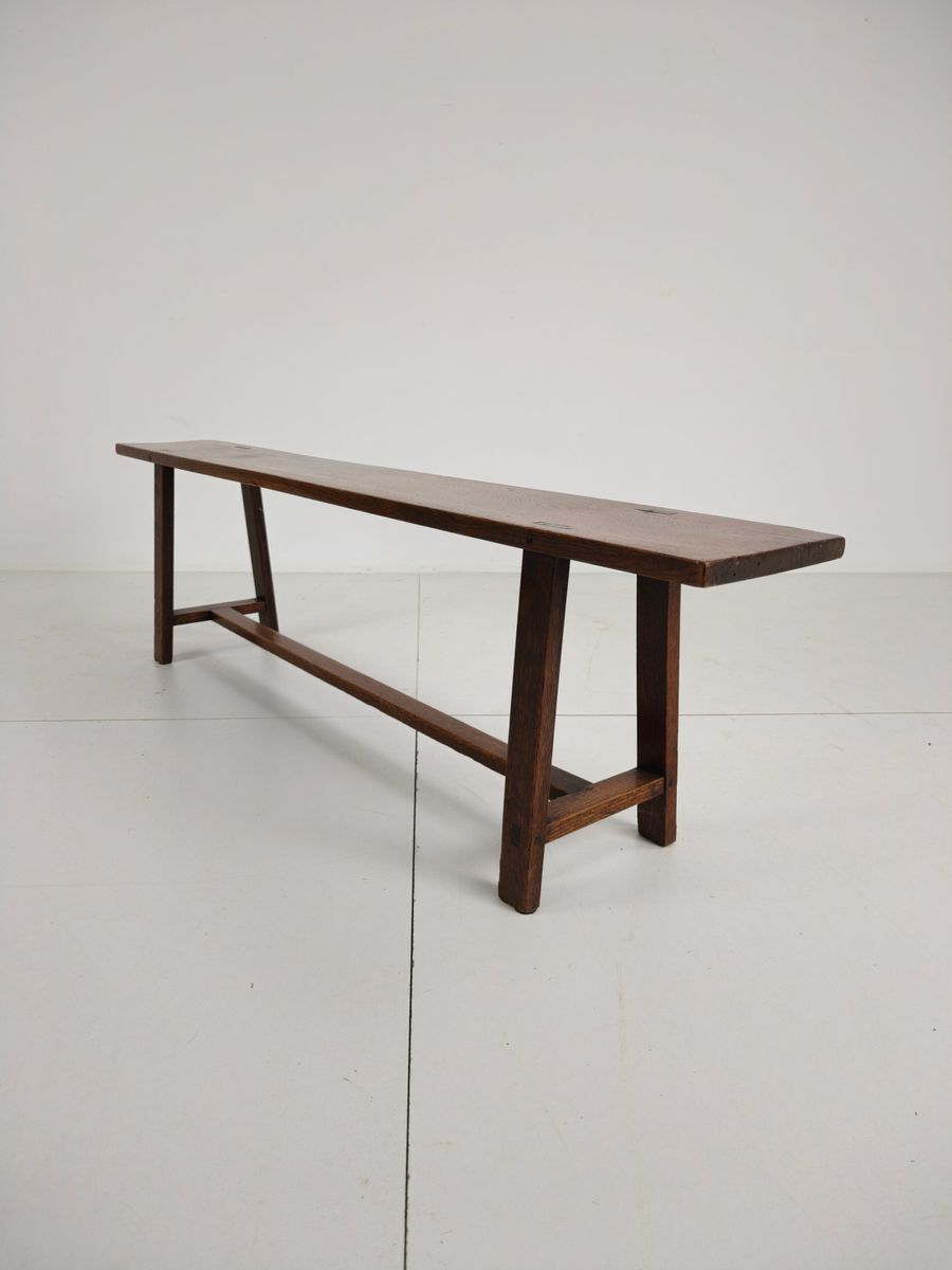 Paar Franse Rustieke Banken Uit De 19e Eeuw - Massief Eiken image 15