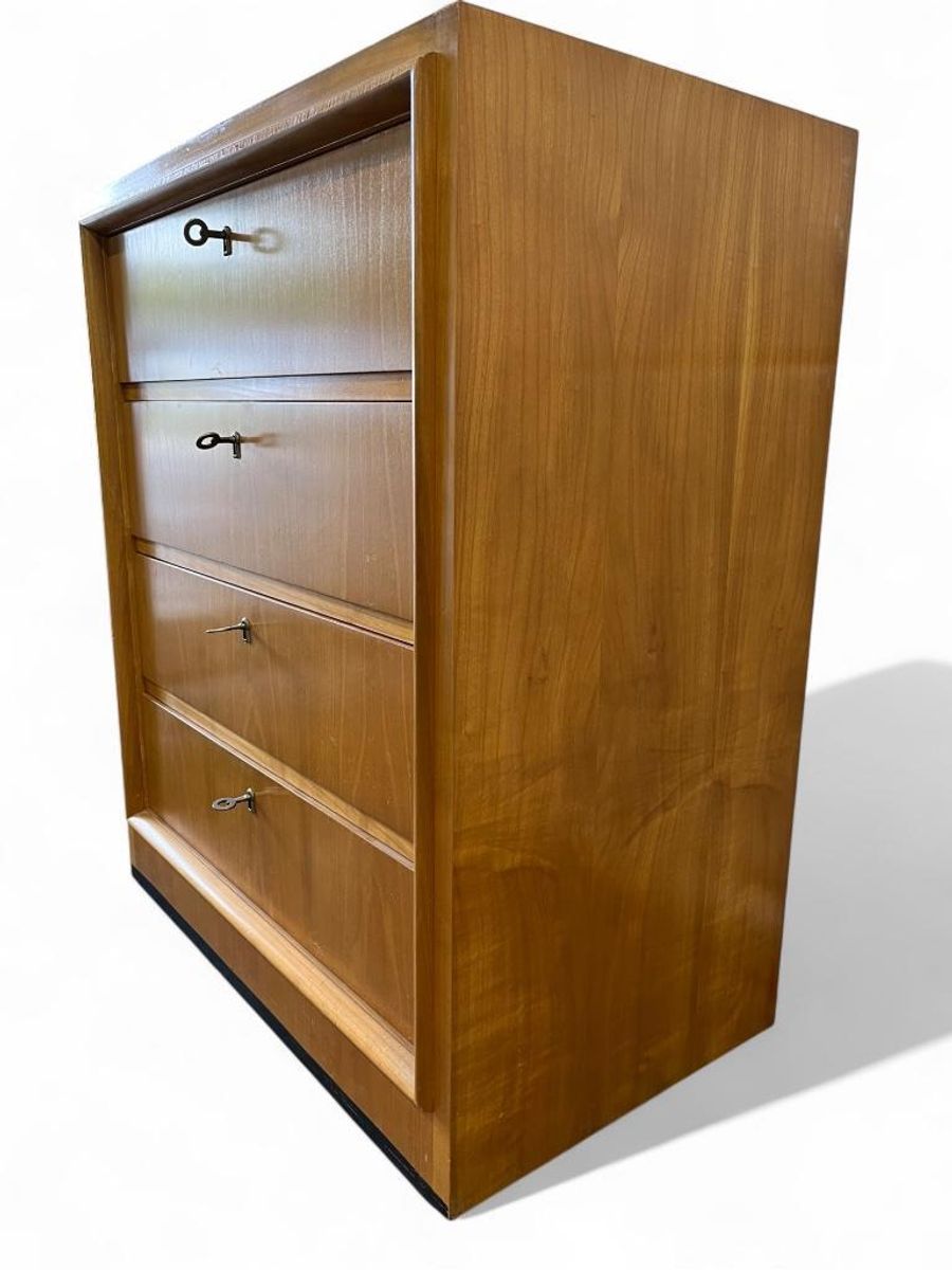 Vintage Houten Ladekast Kast – 4 Lades Met Metalen Grepen image 2