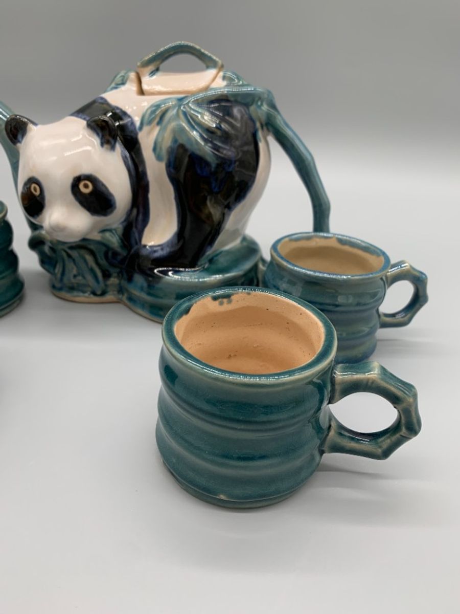 Vintage Chinees Aardewerk Theeservies Panda 5 Delig image 3