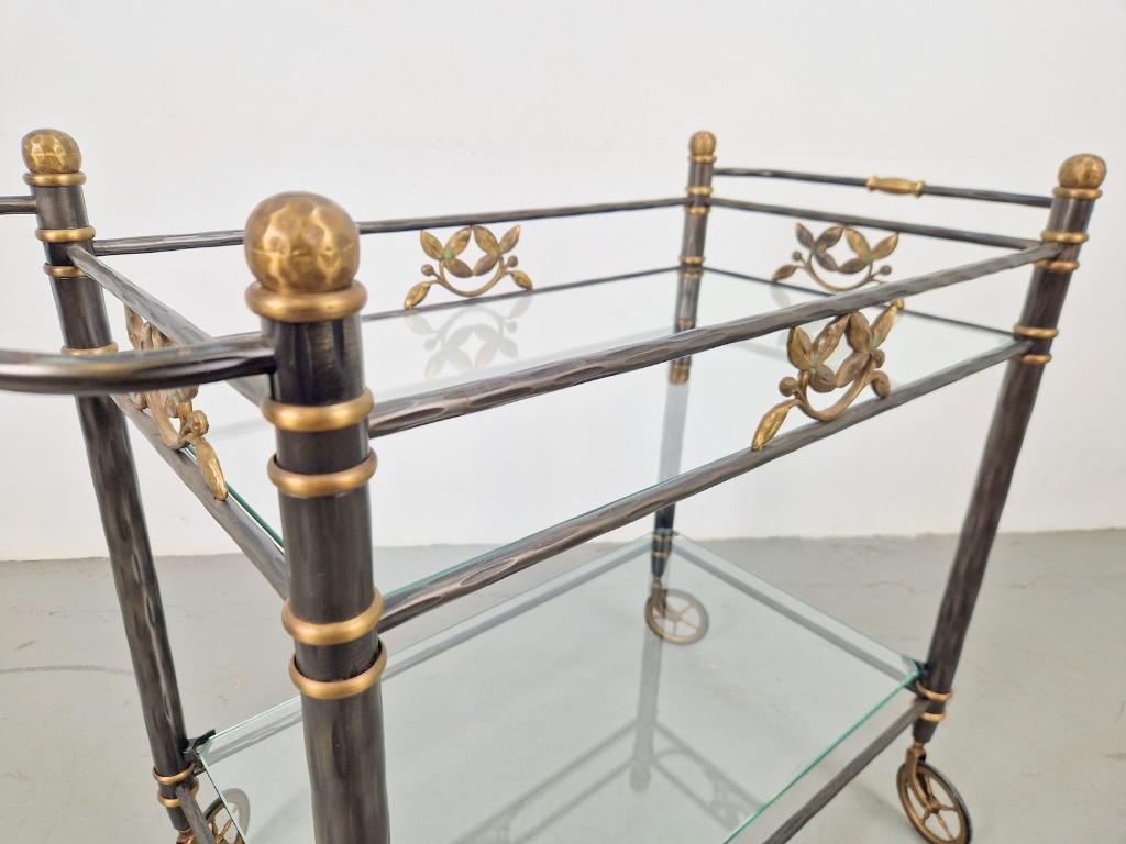 Vintage Regency Messing Metaal Bar Cart Drank Trolley Goud image 8
