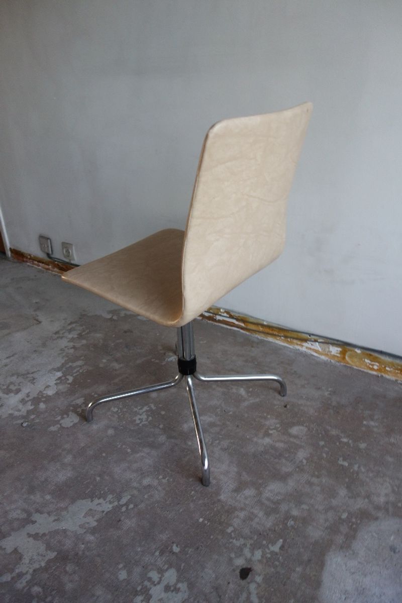 Vintage Brabantia Stoel / Stool / Chair Voor Eetkamer Of Keuken In Beige Kunstleder (skai) image 4