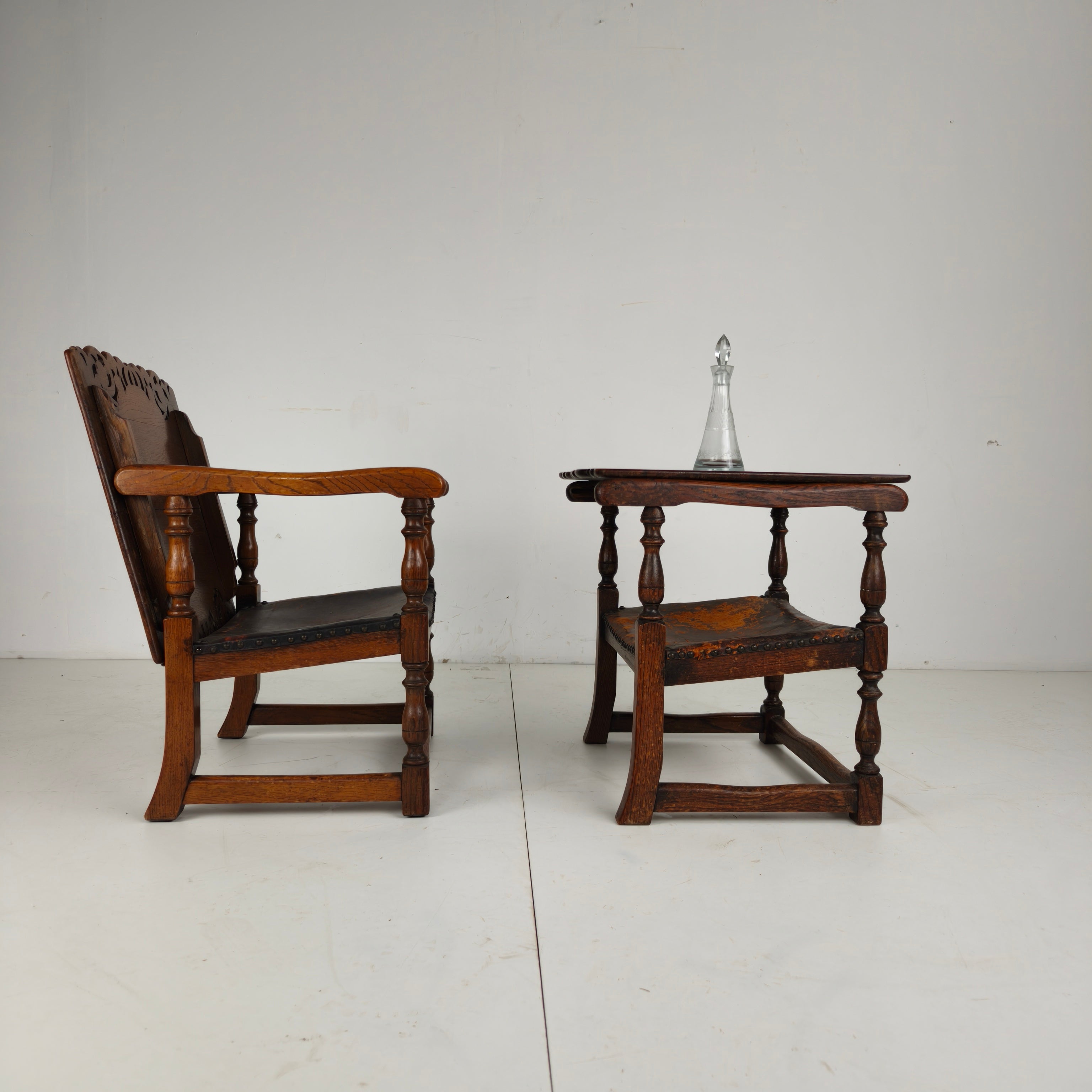 Pair Of English Antique Jacobean Monk Armchairs / Tables By F. Parker & Sons Ltd image 17